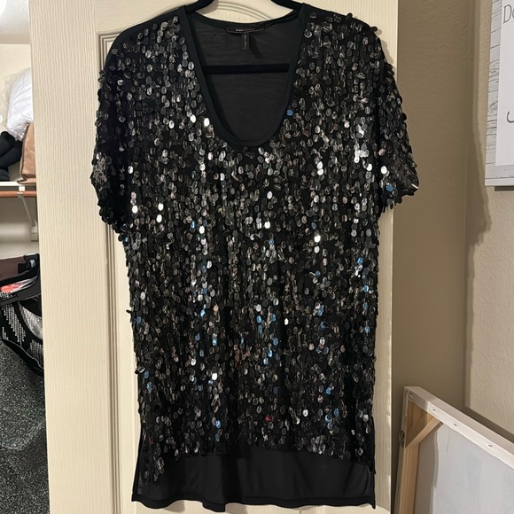 BCBG black short sleeve sequin top never worn - Picture 1 of 2